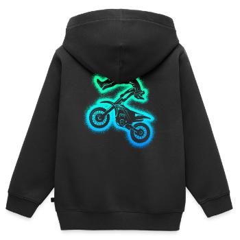Dirt Biker Moto Homme Motocross Garçons - Sweat Premium à capuche zippé enfant bio - noir - Dos - AI Model Kid Male (0cm)