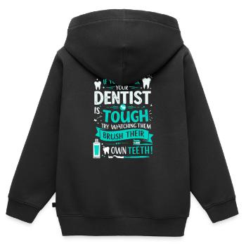 Si vous pensez que votre dentiste est dur, essayez de regarder - Sweat Premium à capuche zippé enfant bio - noir - Dos - AI Model Kid Male (0cm)