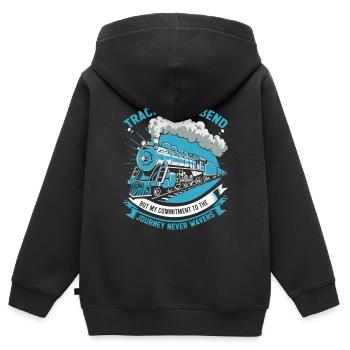 Les chenilles peuvent se plier, mais mon engagement dans le voyage - Sweat Premium à capuche zippé enfant bio - noir - Dos - AI Model Kid Male (0cm)