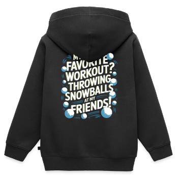 Mein Lieblingstraining? Schneebälle auf meine Pommes werfen - Kinder Premium Organic Zip Hoodie - Schwarz - Hinten - AI Model Kid Male (0cm)