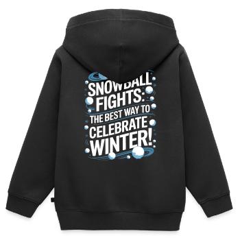 Schneeballschlachten: Die beste Art, den Winter zu feiern! - Kinder Premium Organic Zip Hoodie - Schwarz - Hinten - AI Model Kid Male (0cm)