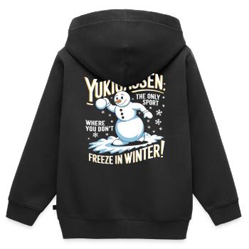 Yukigassen: Die einzige Sportart, bei der man nicht friert - Kinder Premium Organic Zip Hoodie - Schwarz - Hinten - AI Model Kid Male (0cm)