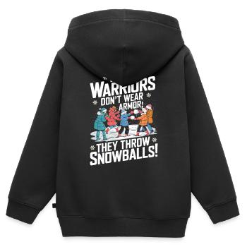 Echte Krieger tragen keine Rüstung; Sie werfen Snowbal - Kinder Premium Organic Zip Hoodie - Schwarz - Hinten - AI Model Kid Male (0cm)
