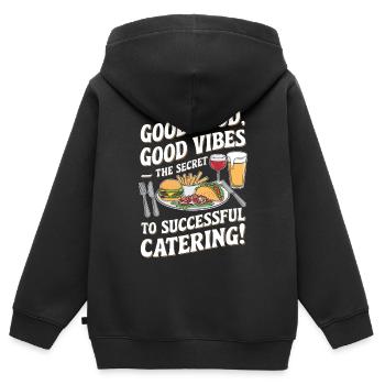 La bonne nourriture – le secret du succès - Sweat Premium à capuche zippé enfant bio - noir - Dos - AI Model Kid Male (0cm)