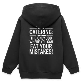Restauration : Le seul métier où l’on peut manger sa brume - Sweat Premium à capuche zippé enfant bio - noir - Dos - AI Model Kid Male (0cm)