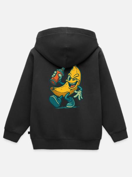 Freche Banane mit Spraydose - Kinder Premium Organic Zip Hoodie - Schwarz