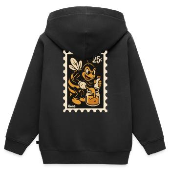 Abeille comique avec du miel dans un bocal - Sweat Premium à capuche zippé enfant bio - noir - Dos - AI Model Kid Male (0cm)