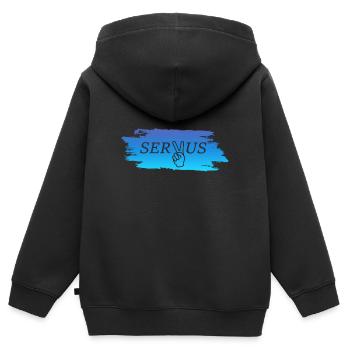 Servus, Bayern - Kinder Premium Organic Zip Hoodie - Schwarz - Hinten - AI Model Kid Male (0cm)