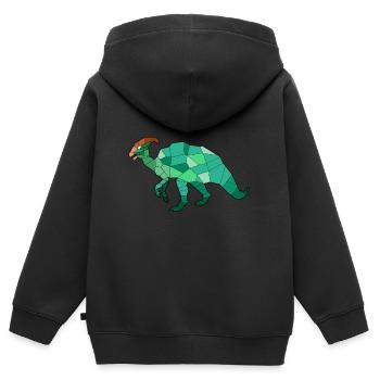 Parasaurolophus Geometric Dinosaur - Kids Premium Organic Zip-up Hoodie - black - Back - AI Model Kid Male (0cm)