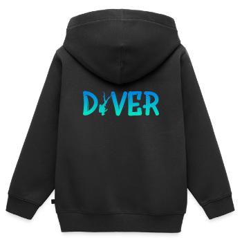 Diver - Kinder Premium Organic Zip Hoodie - Schwarz - Hinten - AI Model Kid Male (0cm)