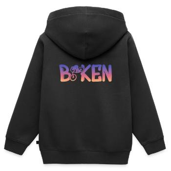 Biken - Kinder Premium Organic Zip Hoodie - Schwarz - Hinten - AI Model Kid Male (0cm)