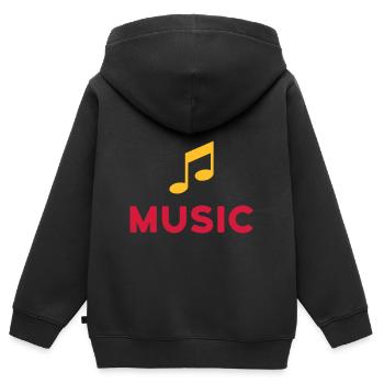 ★ Les couleurs de conception peuvent être modifiées ★ Musique (Remarque) - Sweat Premium à capuche zippé enfant bio - noir - Dos - AI Model Kid Male (0cm)
