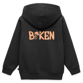 Downhill mountain bike extrem sport - Kinder Premium Organic Zip Hoodie - Schwarz - Hinten - AI Model Kid Male (0cm)