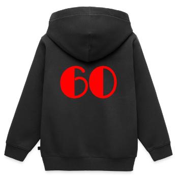 60. 60 JAHRE. 60-JÄHRIGES JUBILÄUM. GEBURTSTAG 60 JAHRE. - Kinder Premium Organic Zip Hoodie - Schwarz - Hinten - AI Model Kid Male (0cm)