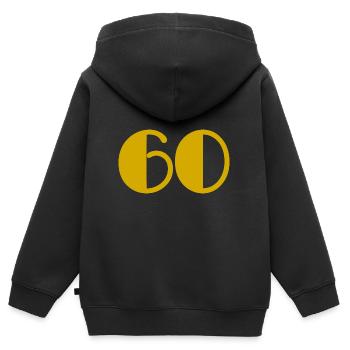 60. 60 JAHRE. 60-JÄHRIGES JUBILÄUM. GEBURTSTAG 60 JAHRE. - Kinder Premium Organic Zip Hoodie - Schwarz - Hinten - AI Model Kid Male (0cm)