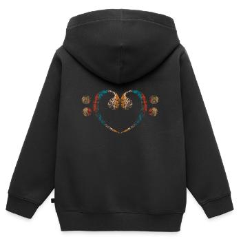 Herz aus Vintage Bassschlüsseln - Kinder Premium Organic Zip Hoodie - Schwarz - Hinten - AI Model Kid Male (0cm)