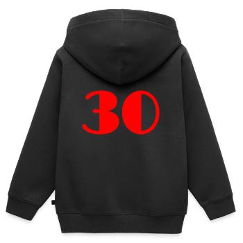 30. 30 JAHRE. 30-JÄHRIGES JUBILÄUM. GEBURTSTAG 30 JAHRE. - Kinder Premium Organic Zip Hoodie - Schwarz - Hinten - AI Model Kid Male (0cm)