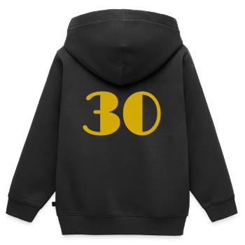 30 ANS. 30. 30e ANNIVERSAIRE. ANNIVERSAIRE 30 ANS - Sweat Premium à capuche zippé enfant bio - noir - Dos - AI Model Kid Male (0cm)