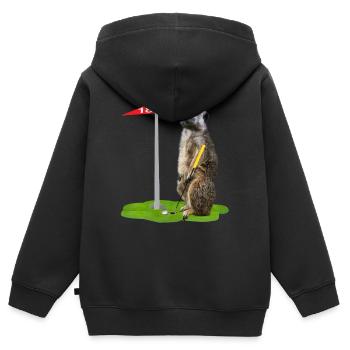 Golf-Erdmännchen - Kinder Premium Organic Zip Hoodie - Schwarz - Hinten - AI Model Kid Male (0cm)