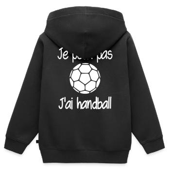 je peux pas j'ai handball - Sweat Premium à capuche zippé enfant bio - noir - Dos - AI Model Kid Male (0cm)