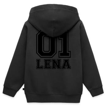 Lena - Name - Kinder Premium Organic Zip Hoodie - Schwarz - Hinten - AI Model Kid Male (0cm)