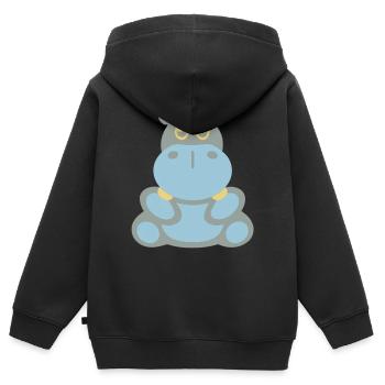 Hippopotame (hippopotame) - Sweat Premium à capuche zippé enfant bio - noir - Dos - AI Model Kid Male (0cm)