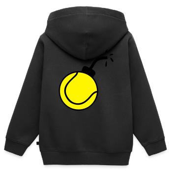 bombe balle tennis1 - Sweat Premium à capuche zippé enfant bio - noir - Dos - AI Model Kid Male (0cm)