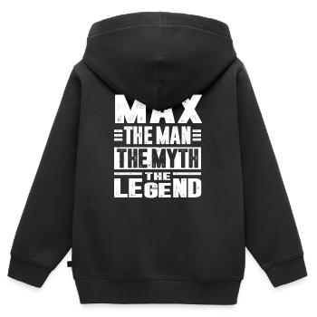 Max - Kids Premium Organic Zip-up Hoodie - black - Back - AI Model Kid Male (0cm)