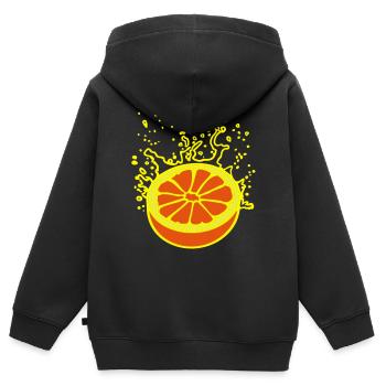 Saftig-spritzige Orange / juicy orange (3c) - Kinder Premium Organic Zip Hoodie - Schwarz - Hinten - AI Model Kid Male (0cm)