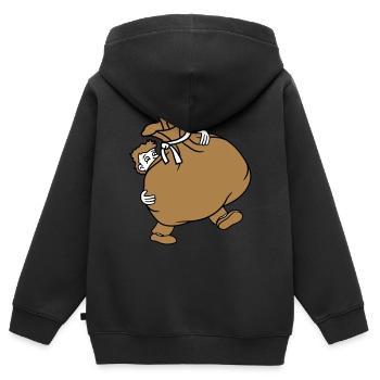 enlèvement des ordures transport lourd sac de transport b - Sweat Premium à capuche zippé enfant bio - noir - Dos - AI Model Kid Male (0cm)