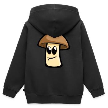 Happy Champignon - Kinder Premium Organic Zip Hoodie - Schwarz - Hinten - AI Model Kid Male (0cm)