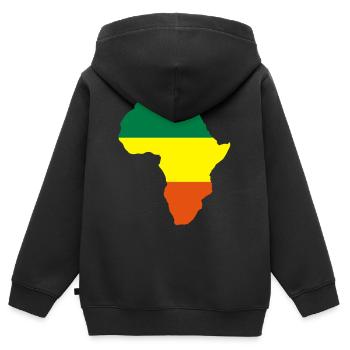 continent africain rasta - Sweat Premium à capuche zippé enfant bio - noir - Dos - AI Model Kid Male (0cm)