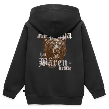 mein papa bärenkräfte vintage - Kinder Premium Organic Zip Hoodie - Schwarz - Hinten - AI Model Kid Male (0cm)