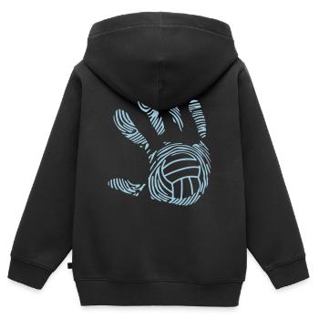 volleyball waterpolo empreinte main - Sweat Premium à capuche zippé enfant bio - noir - Dos - AI Model Kid Male (0cm)