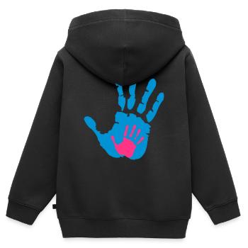 Baby hand in Hand - Schwangerschaft - baby - Kind - Kinder Premium Organic Zip Hoodie - Schwarz - Hinten - AI Model Kid Male (0cm)