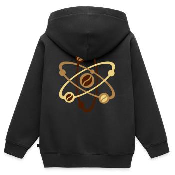 Café (modèle atomique) - Sweat Premium à capuche zippé enfant bio - noir - Dos - AI Model Kid Male (0cm)