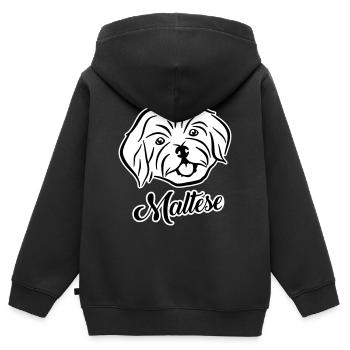 Maltese - Kids Premium Organic Zip-up Hoodie - black - Back - AI Model Kid Male (0cm)