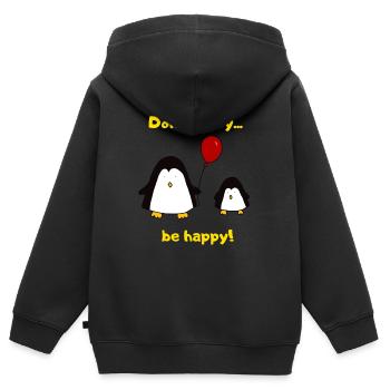 Don't worry, be happy! - Kids Premium Organic Zip-up Hoodie - black - Back - AI Model Kid Male (0cm)