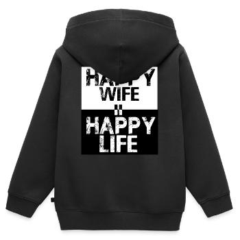 Happy Wife Happy Life - Kinder Premium Organic Zip Hoodie - Schwarz - Hinten - AI Model Kid Male (0cm)