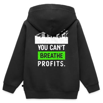 Journée de l’environnement Climate Change Global - Sweat Premium à capuche zippé enfant bio - noir - Dos - AI Model Kid Male (0cm)