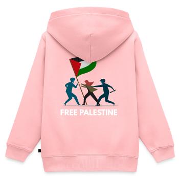 Palestine libre - Sweat Premium à capuche zippé enfant bio - rose - Dos - AI Model Kid Female (0cm)