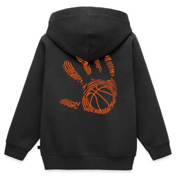 basketball empreinte main - Sweat Premium à capuche zippé enfant bio - noir - Dos - AI Model Kid Male (0cm)