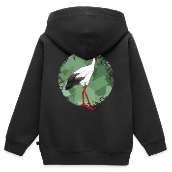 Storch - Kinder Premium Organic Zip Hoodie - Schwarz - Hinten - AI Model Kid Male (0cm)