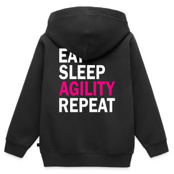 Agilité de chien de chien - Sweat Premium à capuche zippé enfant bio - noir - Dos - AI Model Kid Male (0cm)