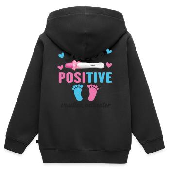 Testée Positive Veuillez Patienter Grossesse - Sweat Premium à capuche zippé enfant bio - noir - Dos - AI Model Kid Male (0cm)