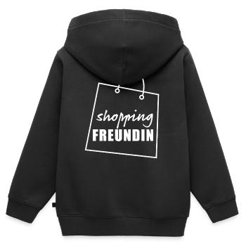 Shopping Freundin weiss - Kinder Premium Organic Zip Hoodie - Schwarz - Hinten - AI Model Kid Male (0cm)