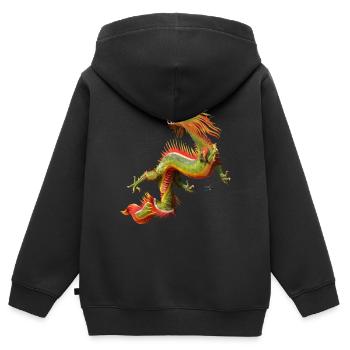 Dragon chinois - Sweat Premium à capuche zippé enfant bio - noir - Dos - AI Model Kid Male (0cm)