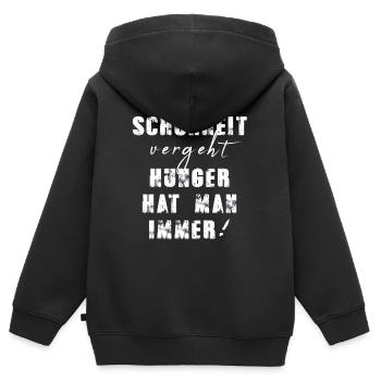 schönheit,hunger,kochschürze,koch,weiss - Kinder Premium Organic Zip Hoodie - Schwarz - Hinten - AI Model Kid Male (0cm)