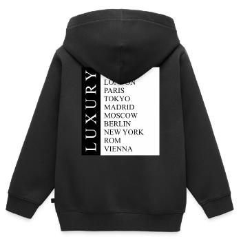 VILLE DE LUXE - Sweat Premium à capuche zippé enfant bio - noir - Dos - AI Model Kid Male (0cm)