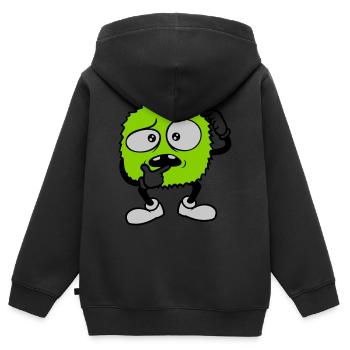 Comic skeptical face monster - Kids Premium Organic Zip-up Hoodie - black - Back - AI Model Kid Male (0cm)